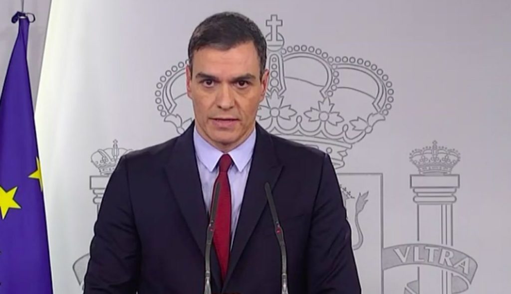 Pedro Sánchez al decretar el confinamiento